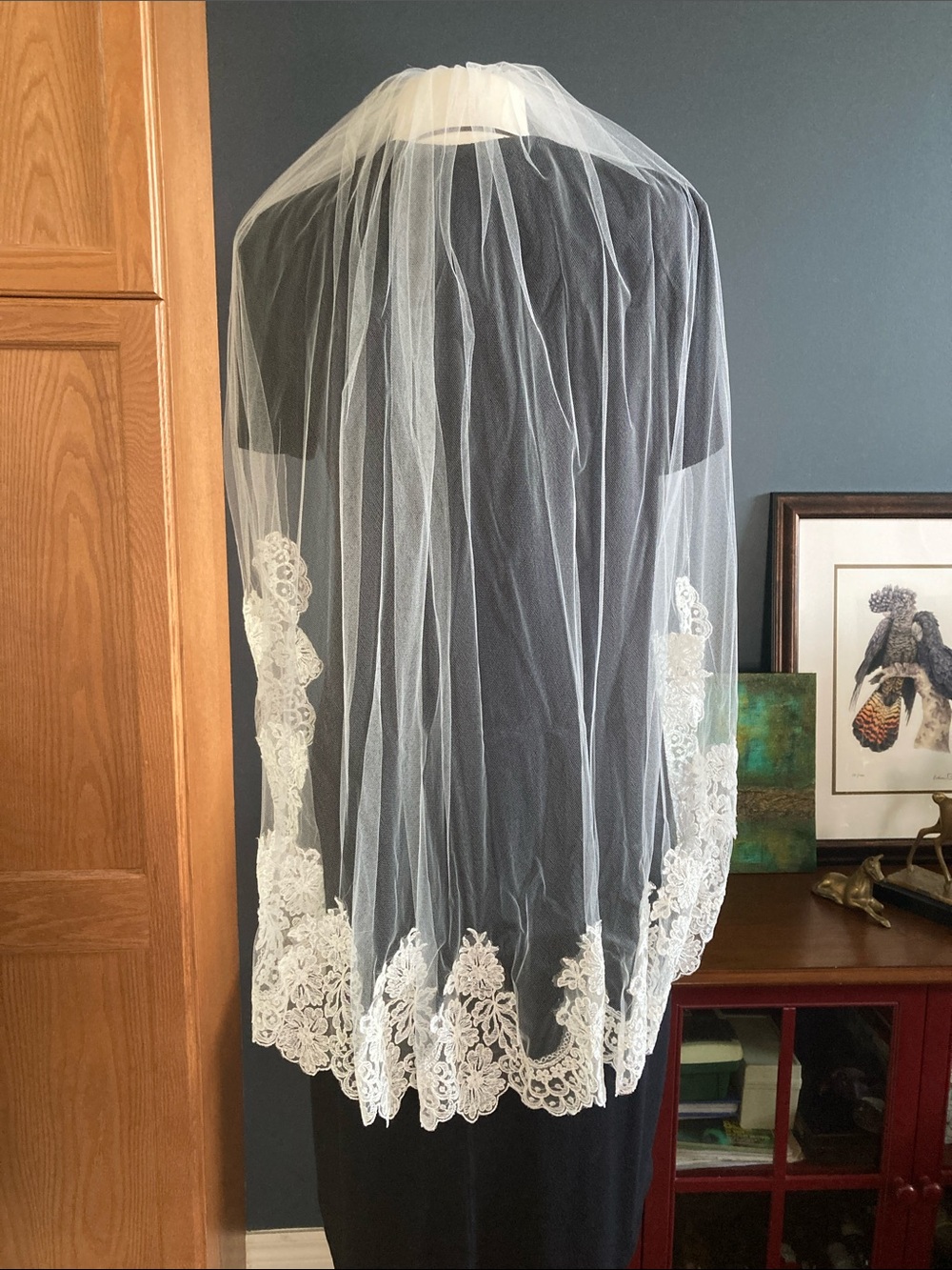 Ivory or White Lace Fingertip Bridal Veils  - Classic Elegance 3 available